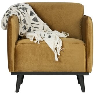 Woood Statement fauteuil met arm fluweel honing geel