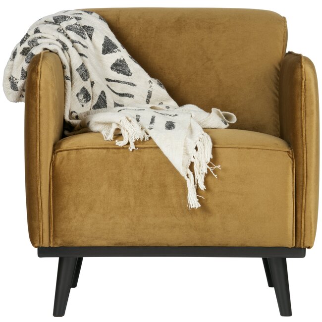 Woood Statement fauteuil met arm fluweel honing geel