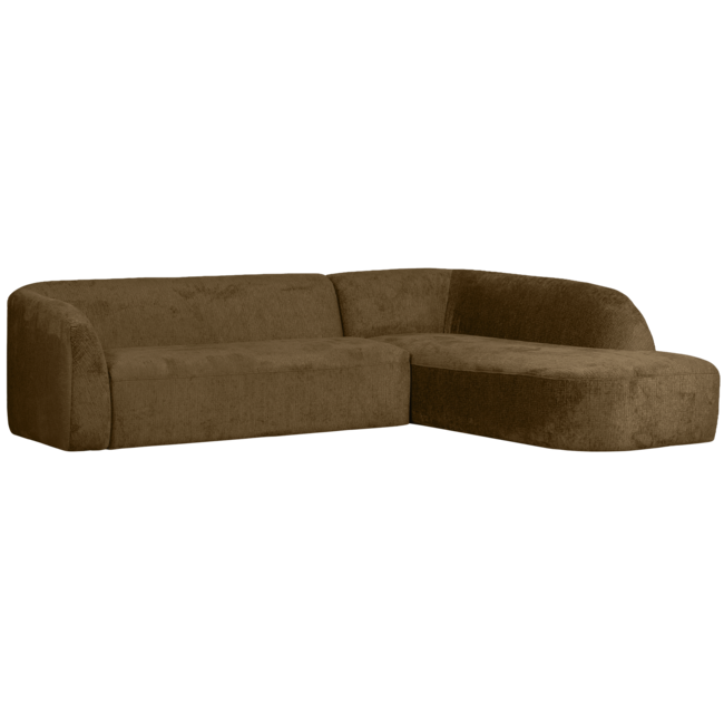Woood Sloping hoekbank rechts structure velvet brass