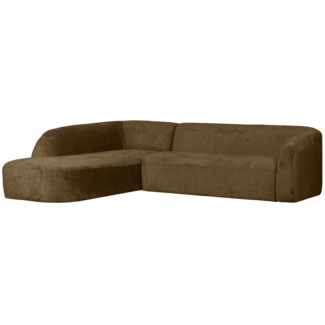 Woood Sloping hoekbank links structure velvet brass
