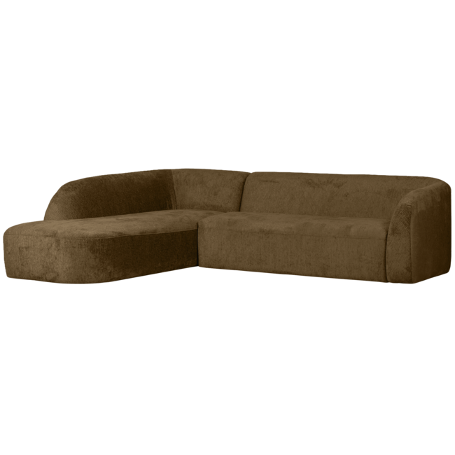 Woood Sloping hoekbank links structure velvet brass