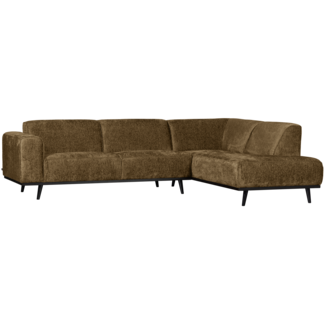 Woood Statement hoekbank rechts structure velvet brass