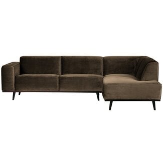 Woood Statement hoekbank rechts fluweel taupe