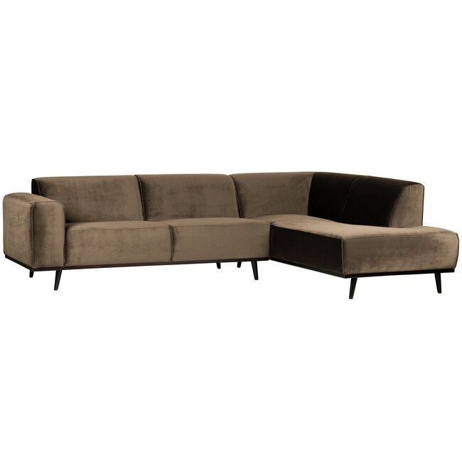 Woood Statement hoekbank rechts fluweel taupe
