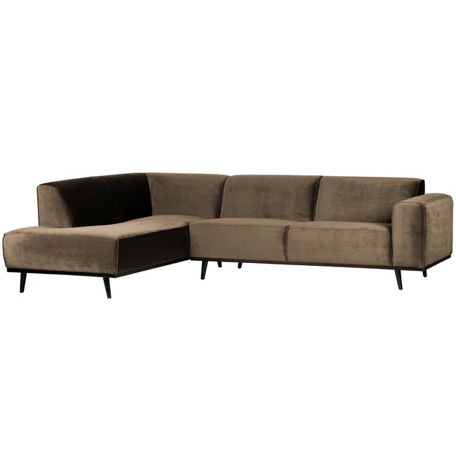 Woood Statement hoekbank links fluweel taupe