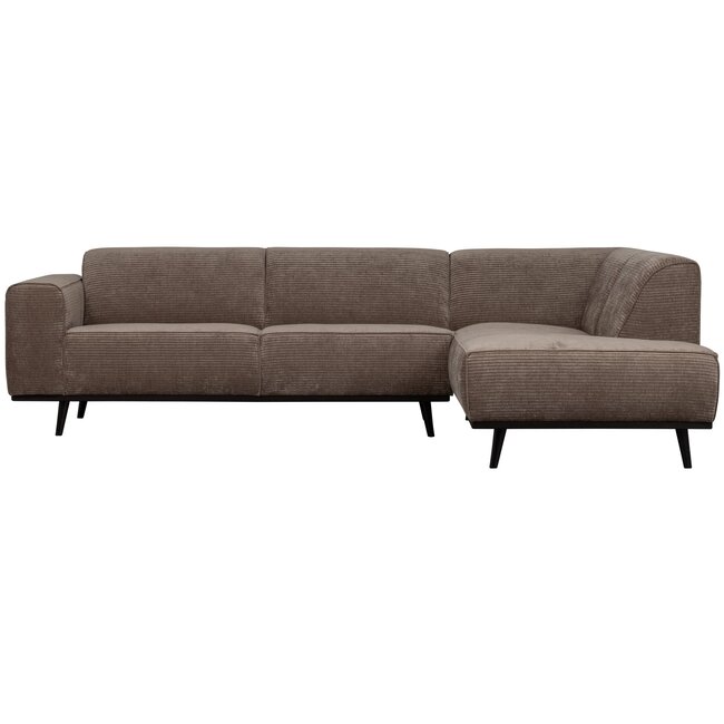 Woood Statement hoekbank rechts platte brede rib taupe