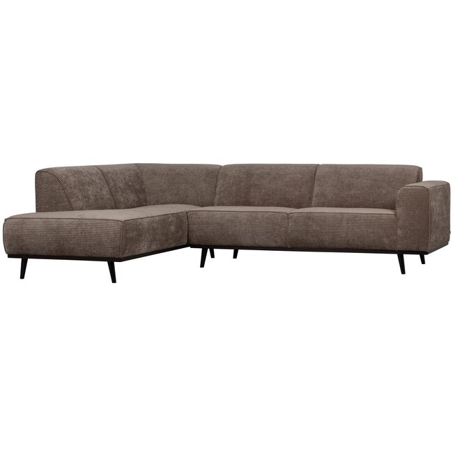 Woood Statement hoekbank links platte brede rib taupe