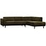 Woood Statement hoekbank rechts platte brede rib warm groen
