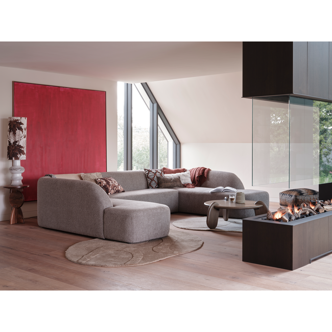 Woood Sloping u-vorm bank grijs melange
