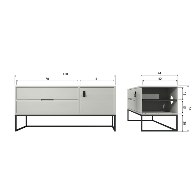 Woood Silas tv meubel 120cm grenen dust [fsc]
