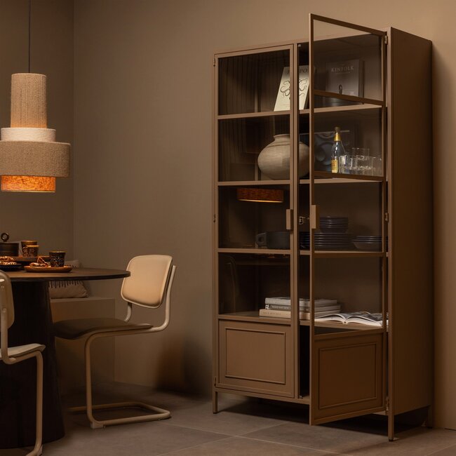 Woood Ronja vitrinekast xl metaal military brown
