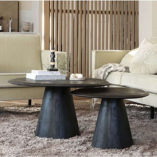 Woood Posture salontafel hout zwart ø70cm