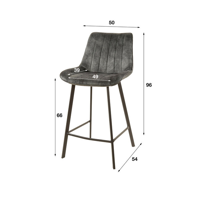 WoonStijl Barstoel brede zit velvet champagne