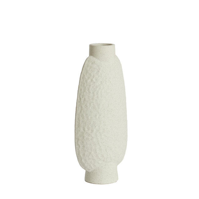 Light en Living Vaas deco 18x12x41 cm NAMTU keramiek mat crème