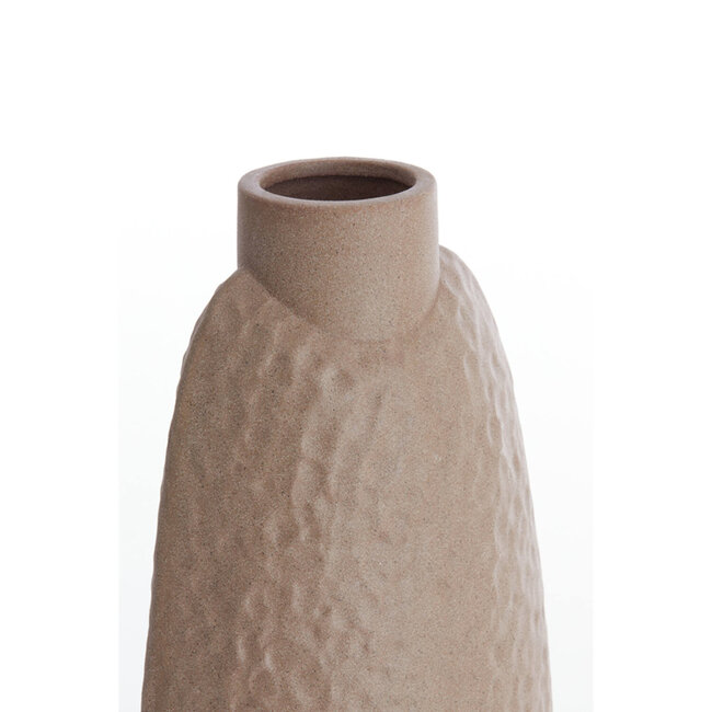 Light en Living Vaas deco 18x12x41 cm NAMTU keramiek mat bruin