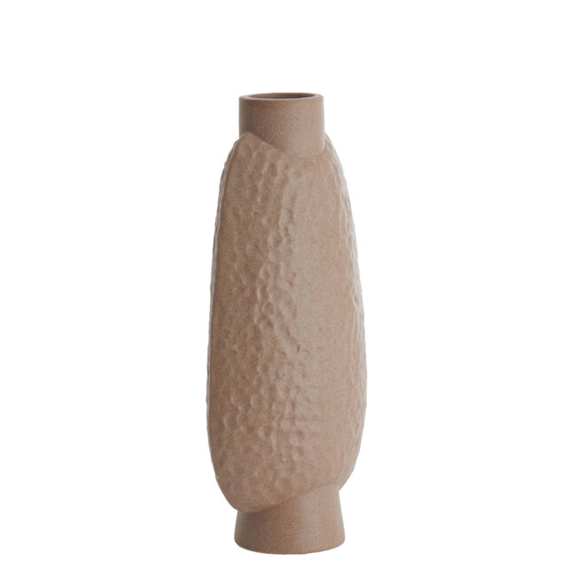 Light en Living Vaas deco 18x12x41 cm NAMTU keramiek mat bruin