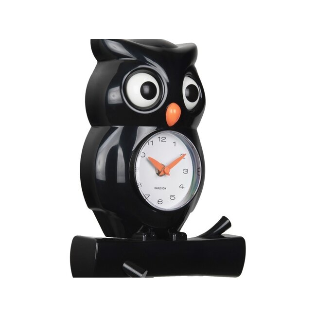 Karlsson Wandklok Owl Pendulum zwart