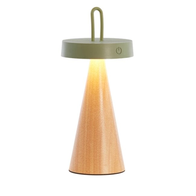 Light en Living Tafellamp LED Ø13x28,5 cm ANKENTA olijf groen+hout naturel
