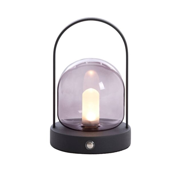 Light en Living Tafellamp LED Ø12x19 cm YEREMI glas  smoke+mat zwart