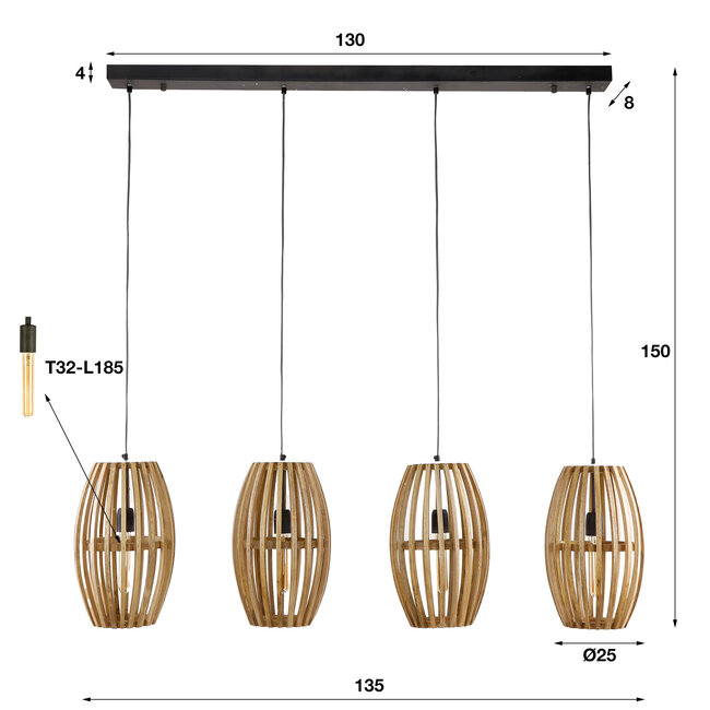 WoonStijl Hanglamp Orbit met 4 kappen