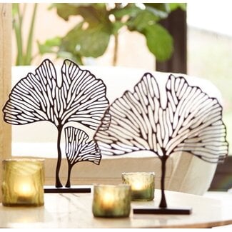 Light en Living Ornament op voet 36x10x48 cm LEAF mat zwart