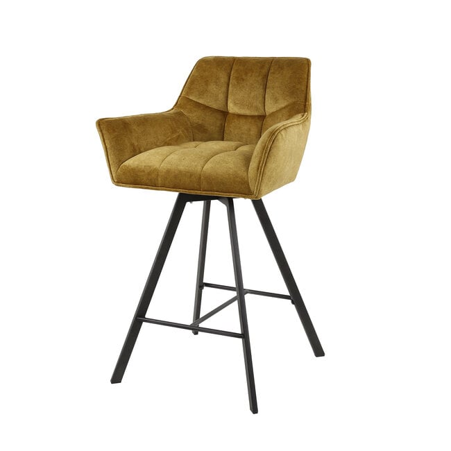 WoonStijl Barstoel raster draaibaar Velvet goud