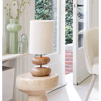 Light en Living Tafellamp Ø22x50,5 cm DANIALO hout print naturel+touw crème