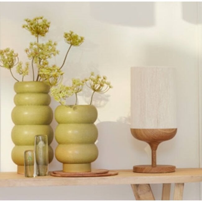 Light en Living Tafellamp Ø22,5x50 cm DANIA hout print naturel+touw crèmeTafellamp Ø22,5x50 cm DANIA hout print naturel+touw crème
