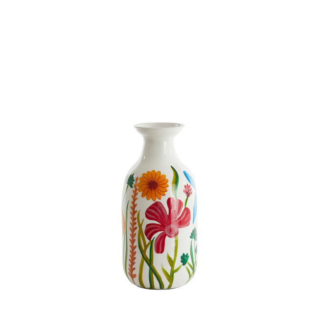 Light en Living Vaas deco Ø20x45 cm EKIMULI  wit+bloemen