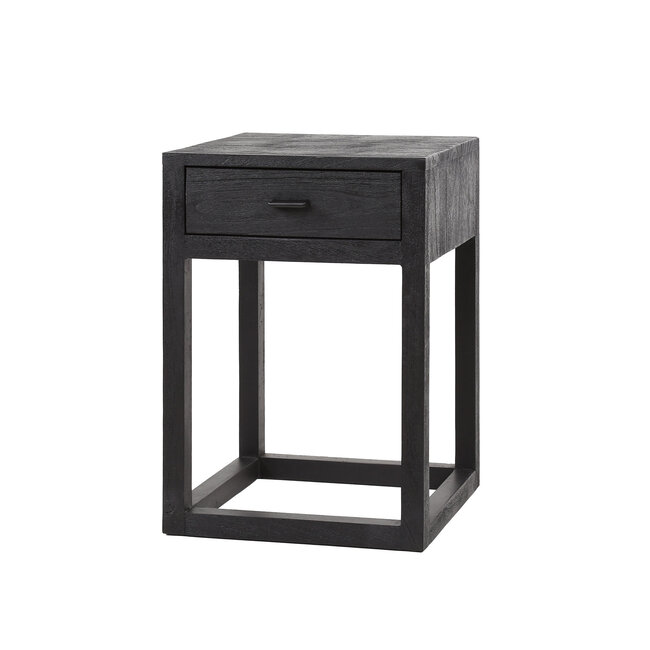 WoonStijl Nachtkastje Square zwart acacia met 1 lade