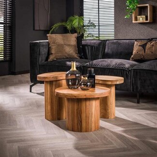 WoonStijl Salontafel Shape set van 3 acacia