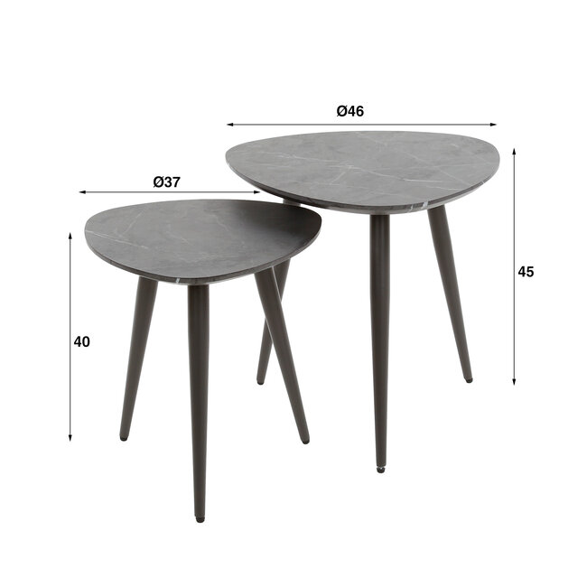 WoonStijl Salontafel set van 2 driehoek organisch