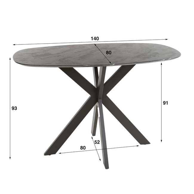 WoonStijl Bartafel kruisframe deens ovaal 140 cm
