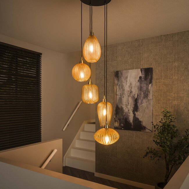 WoonStijl Hanglamp 5L V-shape pattern getrapt