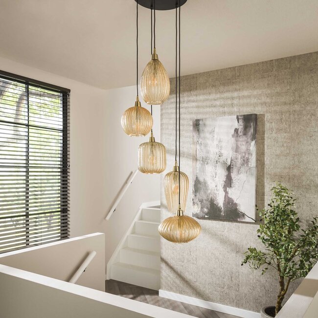 WoonStijl Hanglamp 5L V-shape pattern getrapt