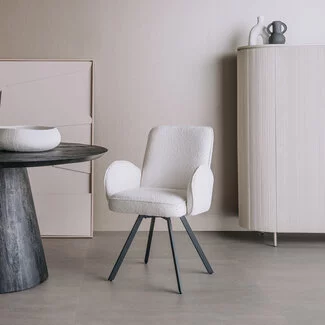 Tower Living Eettafelstoel Livo draaistoel Ascot 1 wit