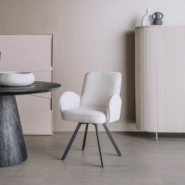 Tower Living Eettafelstoel Livo draaistoel Ascot 1 wit