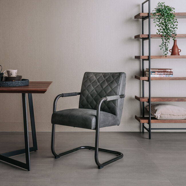 Tower Living Eettafelstoel Civo - Groen, cognac en antraciet
