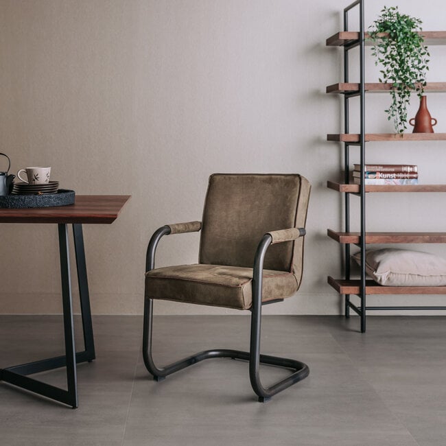 Tower Living Eettafelstoel Volano - Groen, cognac en antraciet