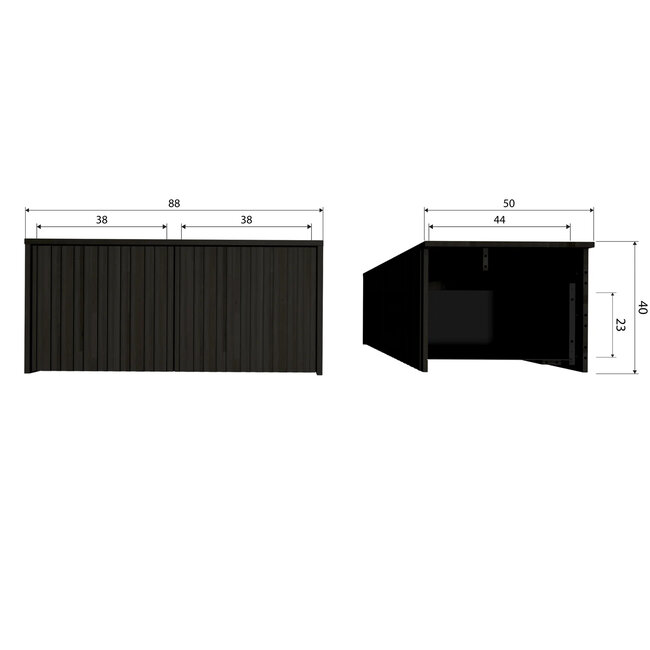 Woood New gravure kistbank grenen zwart [fsc]