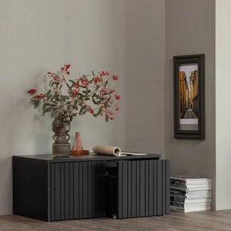 Woood New gravure kistbank grenen zwart [fsc]