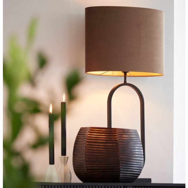 Light en Living Kap ovaal recht smal 38x17,5x28 cm VELOURS chocolade bruin