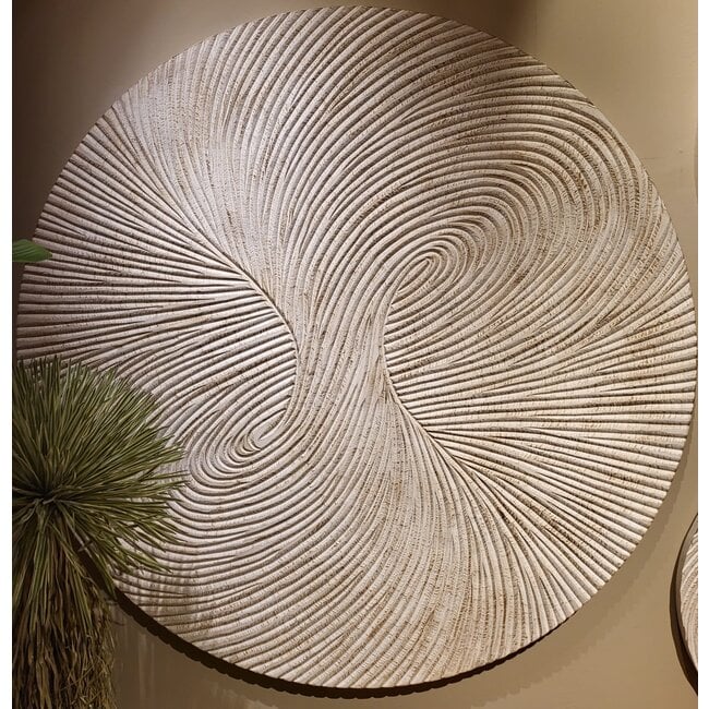 PTMD Wandornament Wiktor Wit MDF swirl carved XL - Ø 180 cm