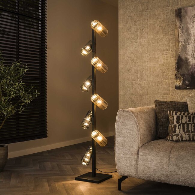 WoonStijl Vloerlamp 8L cylinder mixed glass