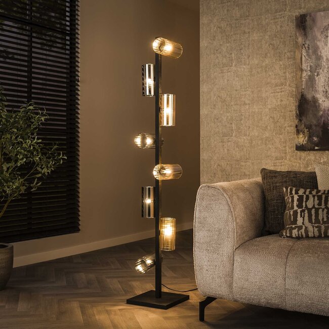 WoonStijl Vloerlamp 8L cylinder mixed glass
