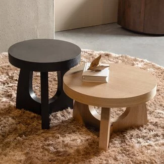 Woood Tala bijzettafel mdf fineer zwart ø45cm