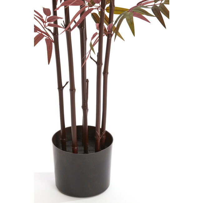 Light en Living Ornament in pot 70x60x150 cm BAMBOO naturel+groen/rood
