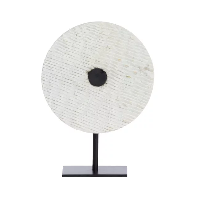 Light en Living Ornament op voet 25x10x35 cm YFKE marmer wit+mat zwart