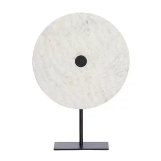 Light en Living Ornament op voet 35x12x50 cm YFKE marmer wit+mat zwart