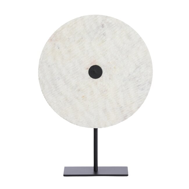 Light en Living Ornament op voet 35x12x50 cm YFKE marmer wit+mat zwart